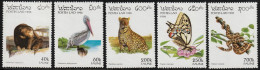 1996 Laos Wildlife: Sun Bear, Spot-billed Pelican, Leopard, Swallowtail, Burmese Python Set (** / MNH / UMM) - Roofkatten