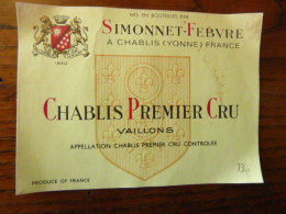 CHABLIS PREMIER CRU VAILLONS - Simonnet Febvre - - Bourgogne