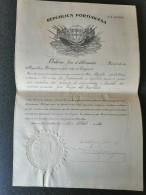 Portugal Carta Patente Militaire 1920 Signé President Republique António José De Almeida Presidential Signed Military - Documents Historiques