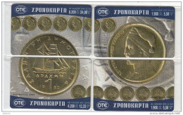 GREECE - Drachma/The Last Greek Coin, Puzzle Of 4 OTE Prepaid Cards, Tirage 3000, 12/01, Mint - Grecia