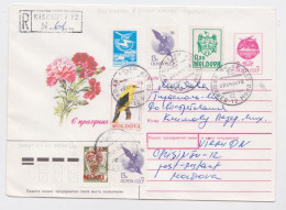 Moldavia Moldova Kishinev Lettre Enveloppe Illustrée Recommandée Timbre Oiseau Bird Stamp Registered Mail Cover Letter - Moldavie