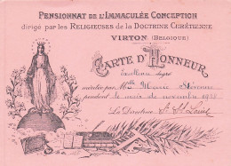 Luxembourg - VIRTON - Carte D'honneurdegré Excellence - Pensionnat De L'immaculé Conception - Novembre 1938 - Diploma's En Schoolrapporten