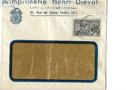 Yvert 448 Sur Enveloppe Imprimerie Diéval, 57 Rue De Seine à Paris 6 ème - Covers & Documents
