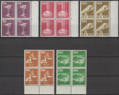 Berlin, 1982, 5 Viererblöcke Nr. 668-672 ** Freimarken Dauerserie "Industrie Und Technik (III)" Komplette Ausgabe - Ongebruikt