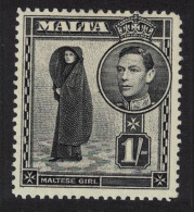 Malta Maltese Girl Wearing Faldetta 1s Black 1938 MNH SG#226 - Malta (...-1964)