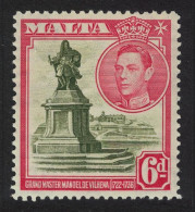 Malta Statue Of Manoel De Vilhena 6d Olive And Red 1938 MNH SG#225 - Malte (...-1964)