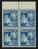 Malta St John's Co-Cathedral 3d Blue Block Of 4 Def 1938 SG#223a - Malte (...-1964)