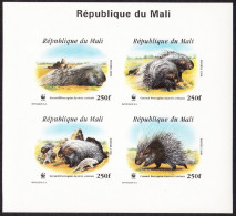 Mali WWF Crested Porcupine De-Luxe Combo Imperf 1998 MNH MI#1974-1977 Sc#918 A-d - Mali (1959-...)