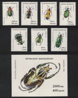 Madagascar Beetles 7v+MS 1994 MNH SG#1133-MS1140 MI#1656-1662+Block 254 - Madagaskar (1960-...)