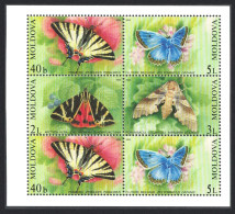 Moldova Butterflies And Moths 4v Booklet Pane 2003 MNH SG#455-458 Sc#443b - Moldova
