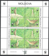 Moldova Birds WWF Corncrake Sheetlet Of 2 Sets 2001 MNH SG#382-385 MI#379-382 Sc#370 A-d - Moldavie