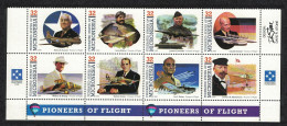 Micronesia Pioneers Of Flight 7th Series 8v Bottom Strip 1995 MNH SG#453-460 - Micronésie