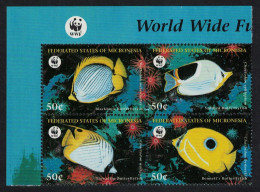 Micronesia WWF Butterflyfishes 4v Block Of 4 WWF Logo 1997 MNH SG#579-582 - Micronésie
