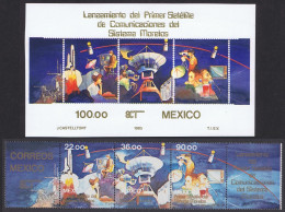 Mexico Space First Mexican Satellite 3v+MS 1985 MNH SG#1743-MS1746 Sc#1388a+1389 - Mexique