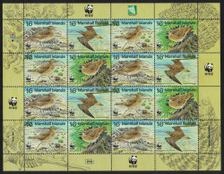 Marshall Is. Birds WWF Bristle-thighed Curlew Sheetlet Of 4 Sets 1997 MNH SG#826-829 MI#830-833 Sc#638 A-d - Marshall