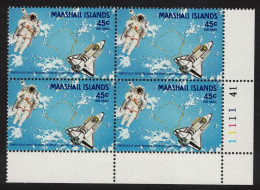 Marshall Is. Shuttle Astronaut Over Rongelap Corner Block Of 4 1988 MNH SG#203 - Marshallinseln