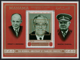 Manama De Gaulle Roosevelt Churchill Eisenhower MS 1970 MNH MI#Block 93A - Manama