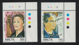 Malta Europa Famous Women 2v Corners Def 1996 SG#1016-1017 - Malta