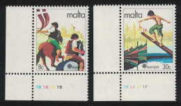Malta Horses Europa Folklore 2v Corners 1981 MNH SG#659-660 - Malte