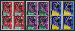 Malta 25th Anniversary Of United Nations 3v Blocks Of 4 1970 MNH SG#441-443 Sc#420-422 - Malte