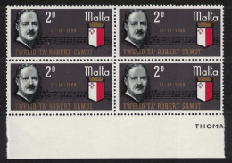 Malta Robert Samut Composer Block Of 4 1969 MNH SG#418 - Malte