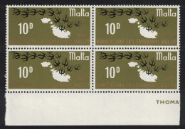 Malta Birds Maltese Migrant's Convention Block Of 4 1969 MNH SG#420 MI#391 - Malta