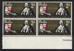 Malta Bi-centenary Of University Of Malta Block Of 4 1969 MNH SG#421 MI#392 - Malta