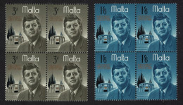 Malta President Kennedy Commemoration 2v Blocks Of 4 1966 MNH SG#371-372 - Malta