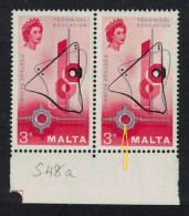 Malta Technical Education 3d VARIETY 1958 MNH SG#287var - Malte (...-1964)