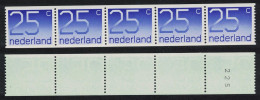 Netherlands Numeral Definitive 25c Roll Strip Control Number 1976 SG#1228 - Nuovi