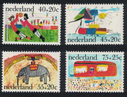 Netherlands Football Elephant Children's Paintings 4v 1976 MNH SG#1259-1262 - Unused Stamps