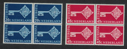 Netherlands Key With CEPT In Handle Europa 2v Blocks Of 4 1968 MNH SG#1055-1056 - Ungebraucht