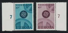 Netherlands Cogwheels Europa 2v Margins 1967 MNH SG#1031-1032 - Ongebruikt