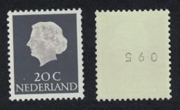 Netherlands Queen Juliana 20c Roll Stamp Control Number 1966 MNH SG#778 - Nuovi