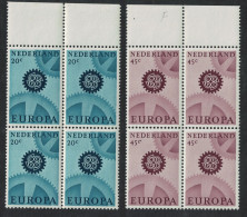 Netherlands Cogwheels Europa 2v Blocks Of 4 1967 MNH SG#1031-1032 - Ungebraucht