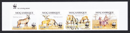 Mozambique WWF Roan Antelope Top Imperf Strip Of 4v WWF Logo 2010 MNH MI#3658-3661 Sc#1930 - Mosambik