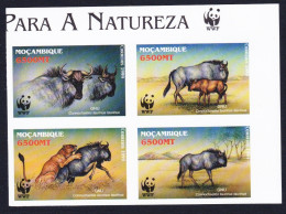 Mozambique WWF Blue Wildebeest T2 Imperf Block Of 4 WWF Logo 2000 MNH SG#1542-1545 MI#1757-1760 Sc#1377 A-d - Mosambik