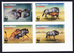 Mozambique WWF Blue Wildebeest Imperf Block Of 4 WWF 2000 MNH SG#1542-1545 MI#1757-1760 Sc#1377 A-d - Mosambik