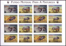 Mozambique WWF Blue Wildebeest Imperf Sheetlet Of 4 Sets 2000 MNH SG#1542-1545 MI#1757-1760 Sc#1377 A-d - Mozambique