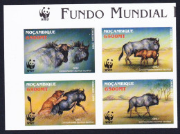 Mozambique WWF Blue Wildebeest T1 Imperf Block Of 4 WWF Logo 2000 MNH SG#1542-1545 MI#1757-1760 Sc#1377 A-d - Mozambique