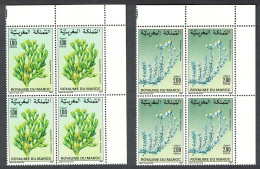 Morocco Flowers 2v Corner Blocks Of 4 1987 MNH SG#729-730 - Morocco (1956-...)