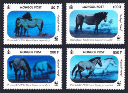 Mongolia WWF Przewalski's Horse 4 Hologram Stamps 2000 MNH SG#2857-2860 MI#3126-3129 Sc#2441 A-d - Mongolie