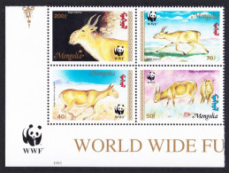 Mongolia WWF Saiga SW Block Of 4 WWF Logo 1995 MNH SG#2497-2500 MI#2562-2565 Sc#2209-2212 - Mongolia