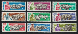 Mongolia Horses Goats Oxes Cattle Animal Husbandry 9v 1961 MNH SG#233-241 - Mongolie
