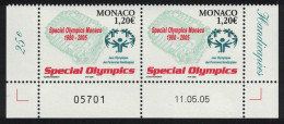 Monaco 25th Anniversary Of Monaco Special Olympics Bottom Pair 2005 MNH SG#2707 MI#2753 - Neufs