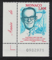 Monaco Frank Willard Nobel Prize Winner Corner Number 2004 MNH SG#2692 MI#2735 - Ungebraucht