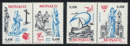 Monaco St Devote Birds Ships Saints 4v In Pairs 2003 MNH SG#2617-2620 MI#2665-2668 - Ongebruikt