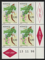 Monaco Giant Bellflower And Carob Pods Corner Block Of 4 Date 1996 MNH SG#2301 MI#2332 - Unused Stamps