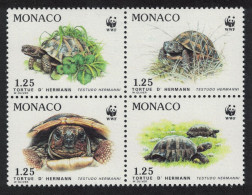 Monaco WWF Hermann's Tortoise 4v Block Of 4 1991 MNH SG#2048-2051 MI#2046-2049 Sc#1778-1781 - Neufs