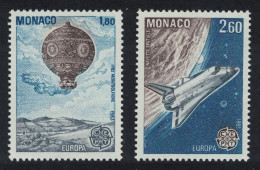 Monaco Montgolfier Balloon Space Shuttle Europa 2v 1983 MNH SG#1613-1614 - Unused Stamps